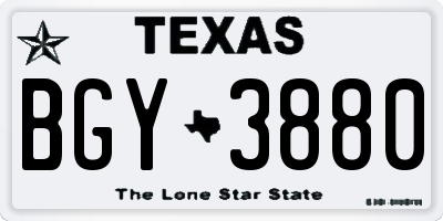 TX license plate BGY3880