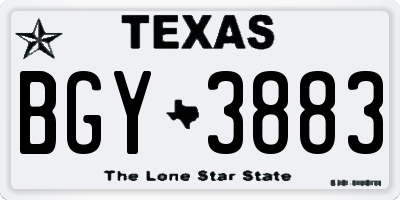TX license plate BGY3883