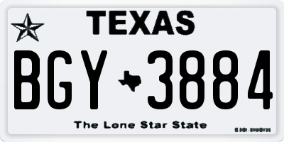 TX license plate BGY3884