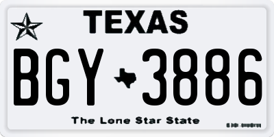 TX license plate BGY3886