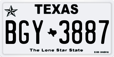 TX license plate BGY3887