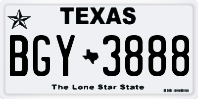 TX license plate BGY3888