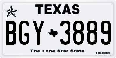 TX license plate BGY3889