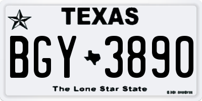 TX license plate BGY3890