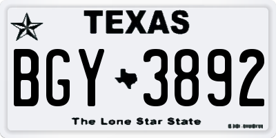 TX license plate BGY3892