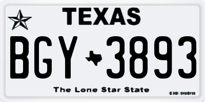 TX license plate BGY3893