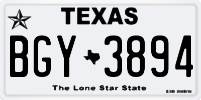 TX license plate BGY3894