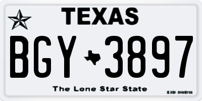 TX license plate BGY3897