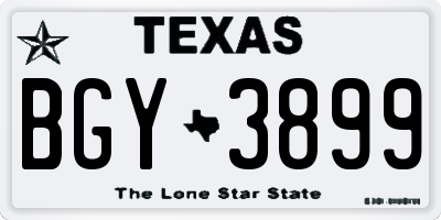 TX license plate BGY3899