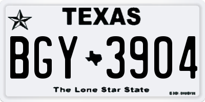 TX license plate BGY3904