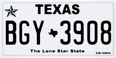 TX license plate BGY3908
