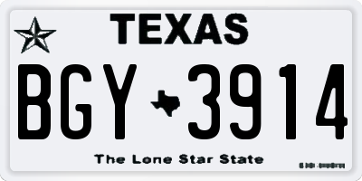 TX license plate BGY3914
