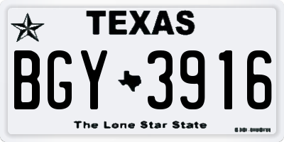 TX license plate BGY3916