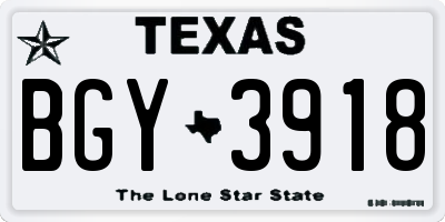 TX license plate BGY3918