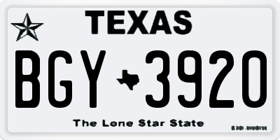 TX license plate BGY3920
