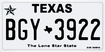 TX license plate BGY3922