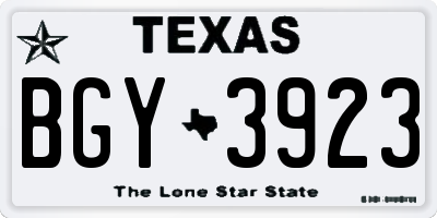 TX license plate BGY3923