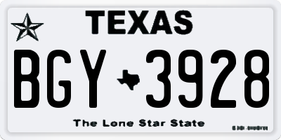 TX license plate BGY3928