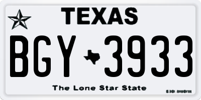 TX license plate BGY3933
