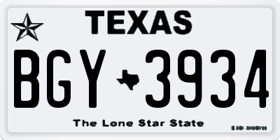 TX license plate BGY3934