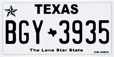TX license plate BGY3935