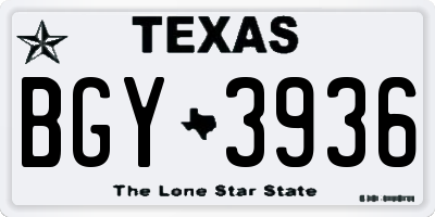 TX license plate BGY3936