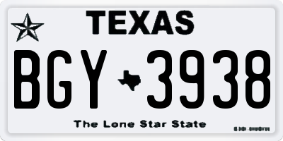 TX license plate BGY3938