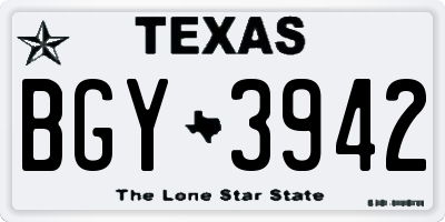 TX license plate BGY3942