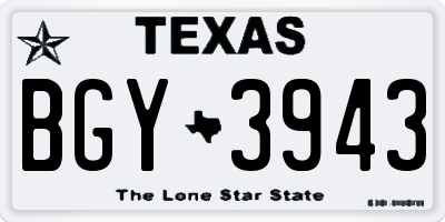 TX license plate BGY3943