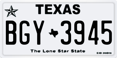 TX license plate BGY3945