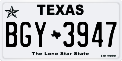 TX license plate BGY3947