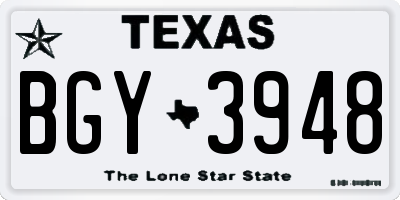 TX license plate BGY3948
