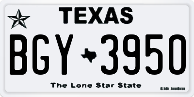TX license plate BGY3950