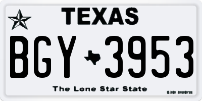 TX license plate BGY3953