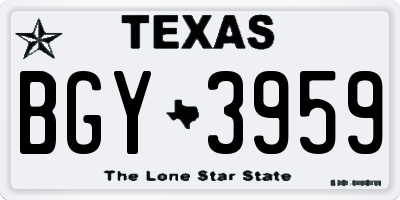 TX license plate BGY3959