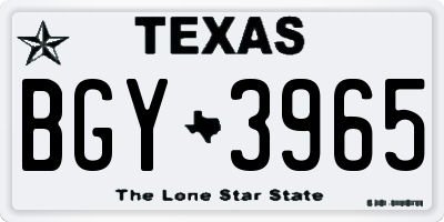 TX license plate BGY3965