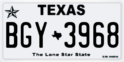 TX license plate BGY3968
