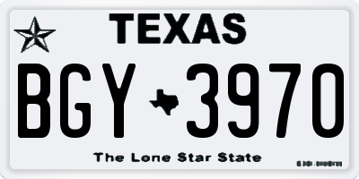 TX license plate BGY3970