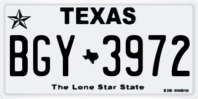 TX license plate BGY3972