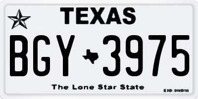 TX license plate BGY3975