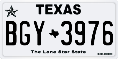 TX license plate BGY3976