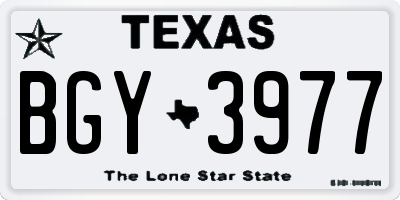 TX license plate BGY3977