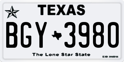 TX license plate BGY3980