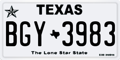 TX license plate BGY3983