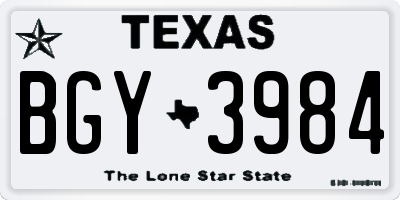 TX license plate BGY3984