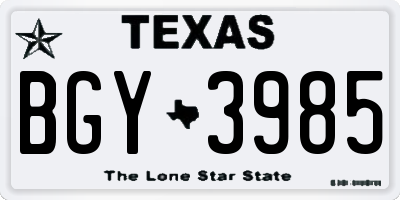 TX license plate BGY3985