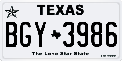TX license plate BGY3986