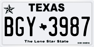 TX license plate BGY3987