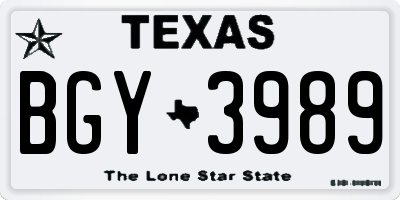 TX license plate BGY3989