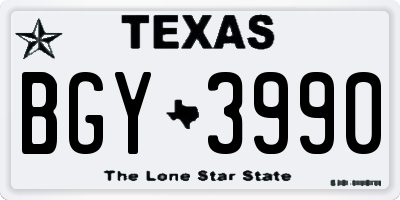 TX license plate BGY3990